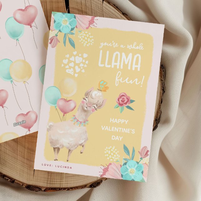 Cartes Pour Fêtes Annuelles Ventilateur Llama tout mignon Enfants Salle de cla (Créateur téléchargé)