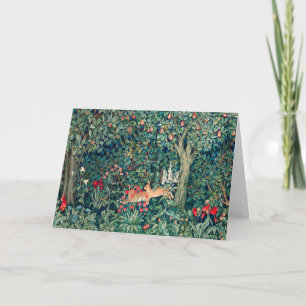 Cartes Pour Fêtes Annuelles VERDURE, Hares FORESTIERS, Hares Floral vert