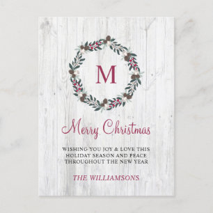 Cartes Pour Fêtes Annuelles Verdure hivernale rustique Berry Wreath Christmas 