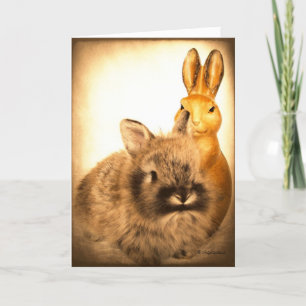 Cartes Pour Fêtes Annuelles Véritable lapin et faux lapin Pâques