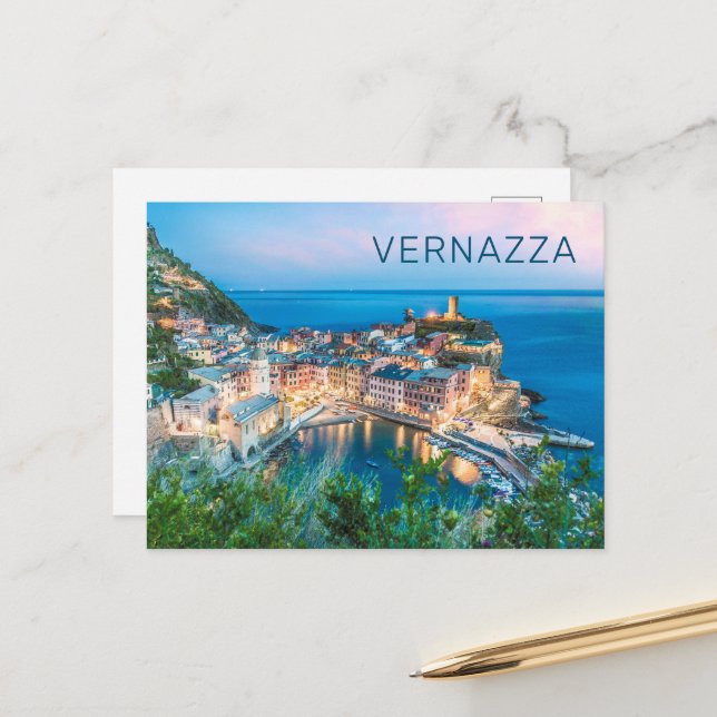 Cartes Pour Fêtes Annuelles Vernazza Cinque Terre La Spezia Italie Panorama (Devant/Arrière en situation)
