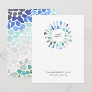 Cartes Pour Fêtes Annuelles Verre de mer coloré couronne de Noël