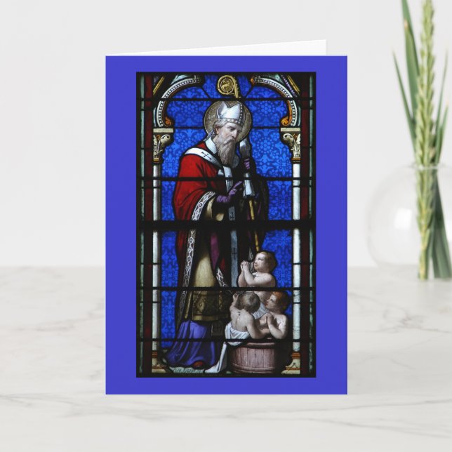 Cartes Pour Fêtes Annuelles Verre souillé de bénédictions de Nicholas de saint (Devant)
