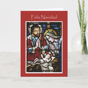 Cartes Pour Fêtes Annuelles Verre souillé, famille sainte rouge en allemand