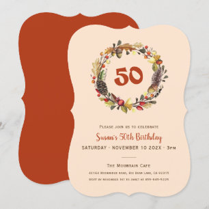 Cartes Pour Fêtes Annuelles Verrerie d'Automne Tout âge Anniversaire Invitatio