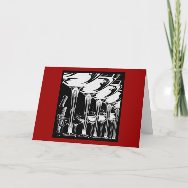 Cartes Pour Fêtes Annuelles Verres de Champagne (Devant)