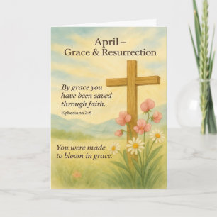 Cartes Pour Fêtes Annuelles Verset biblique d'anniversaire d'avril Croix et Ré