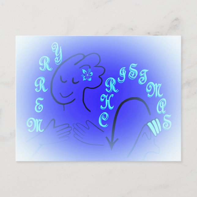 Cartes Pour Fêtes Annuelles Version de BLEU de Joyeux Noël d'ASL (Devant)