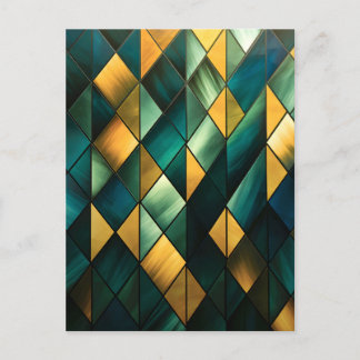 Cartes Pour Fêtes Annuelles Vert Abstrait doré géométrique