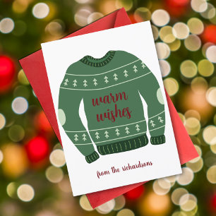 Cartes Pour Fêtes Annuelles Vert Chaleureux Voeux Vilain Doux Noël