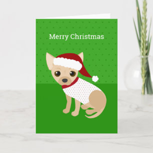 Cartes Pour Fêtes Annuelles Vert de Père Noël Chihuahua
