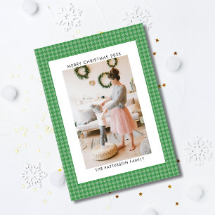 Cartes Pour Fêtes Annuelles Vert émeraude Motif Coudé Photo Noël