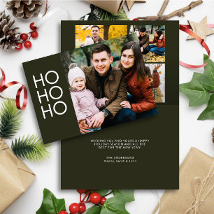 Cartes Pour Fêtes Annuelles Vert foncé "HO HO"
