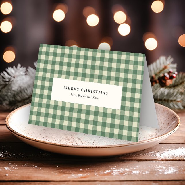 Cartes Pour Fêtes Annuelles Vert Gingham Noël Moderne Rustique (Créateur téléchargé)