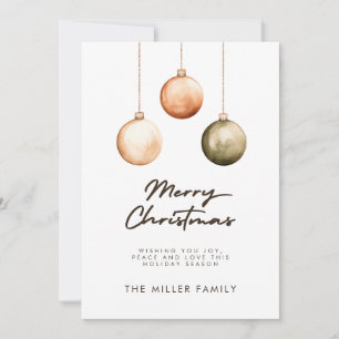 Cartes Pour Fêtes Annuelles Vert minimaliste Ornements naturels Noël
