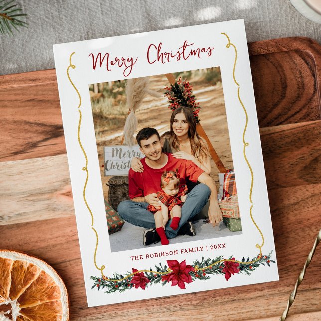 Cartes Pour Fêtes Annuelles Vert moderne Or Joyeux Noël 1 Photo (Créateur téléchargé)