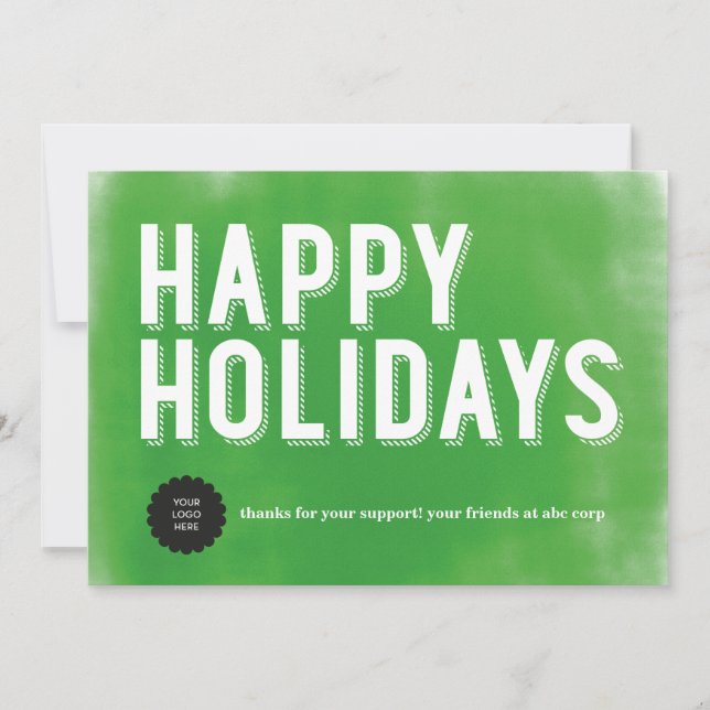 Cartes Pour Fêtes Annuelles Vert peint de vacances plat (Devant)