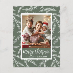 Cartes Pour Fêtes Annuelles Vert sage   Pine Branch Joyeux Noël Photo