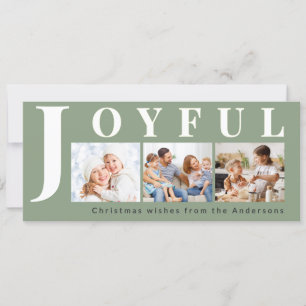Cartes Pour Fêtes Annuelles Vert Sauge Moderne 3 Photos Collage Noël Joyeux