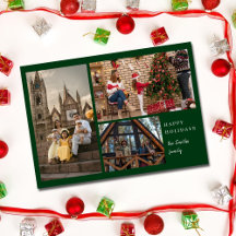 Vert Simple Élégant 3 photo Mini Noël