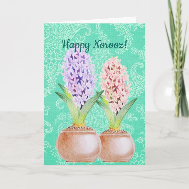 Cartes Pour Fêtes Annuelles Vert vert de jacinthe de Norooz (Devant)