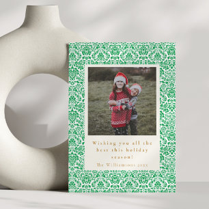 Cartes Pour Fêtes Annuelles Vert vintage Noël deux photos verticales festives