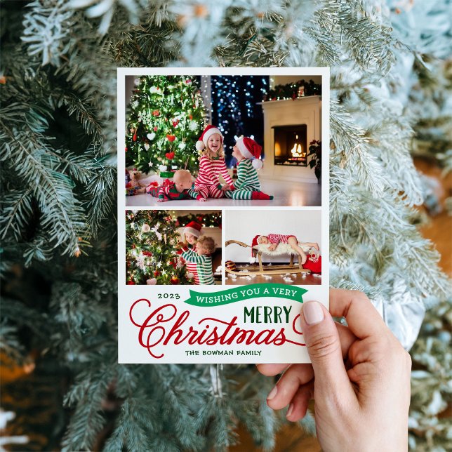 Cartes Pour Fêtes Annuelles Very Merry Christmas Script 3 photo (Créateur téléchargé)