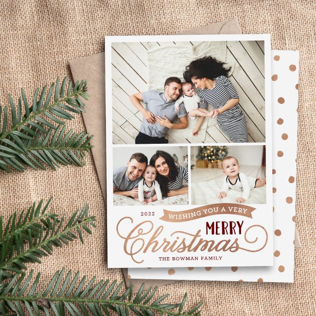 Cartes Pour Fêtes Annuelles Very Merry Christmas Script 3 photo (Créateur téléchargé)