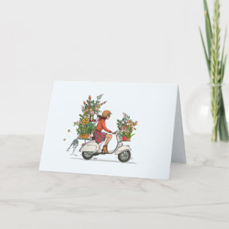 Cartes Pour Fêtes Annuelles Vespa scooter met bloemen