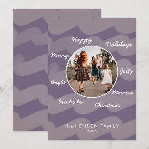 Cartes Pour Fêtes Annuelles Vêtements de Noël violet moderne Photo de famille