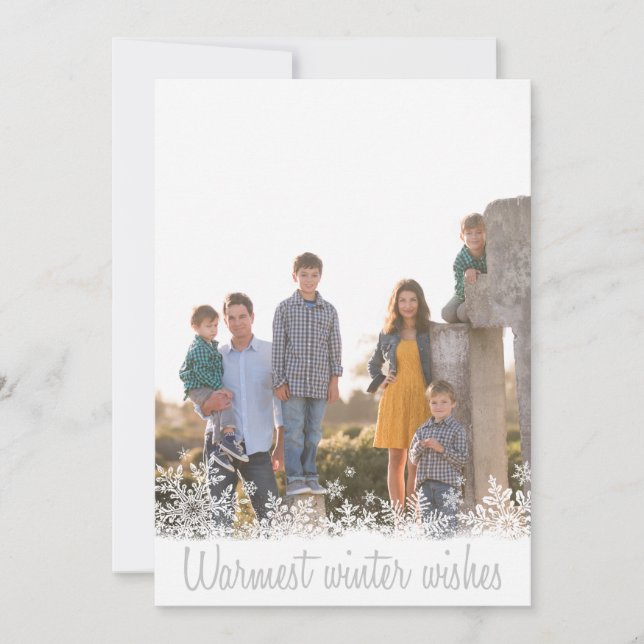Cartes Pour Fêtes Annuelles Vêtements d'hiver les plus chauds Photo de famille (Devant)