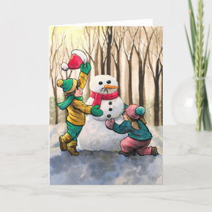 Cartes Pour Fêtes Annuelles Veux-tu construire un bonhomme de neige ?Carte pou