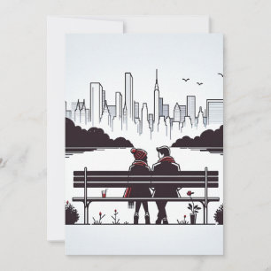 Cartes Pour Fêtes Annuelles Vibe Amour NYC - Minimaliste moderne