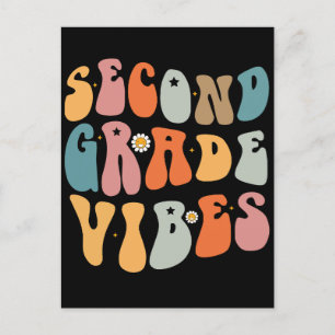 Cartes Pour Fêtes Annuelles Vibes de deuxième année Retour à l'école École gro