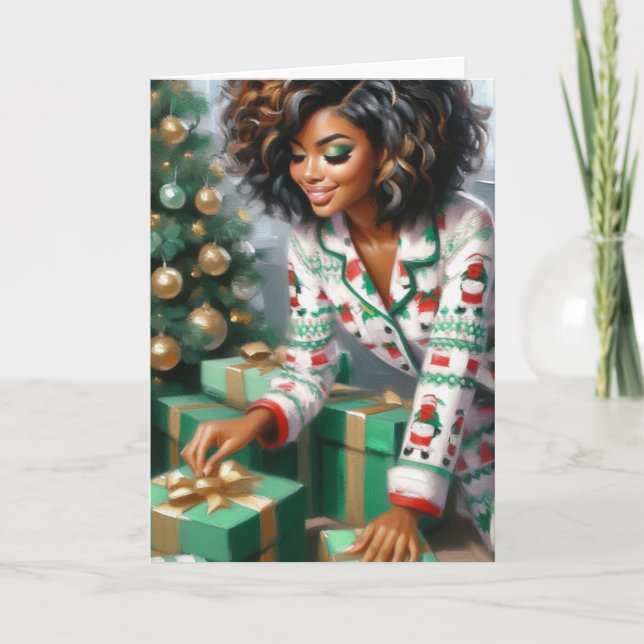 Cartes Pour Fêtes Annuelles Vibes de Noël de Sleighin Pajama Queen (Devant)