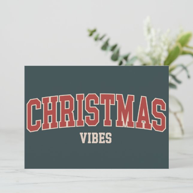 Cartes Pour Fêtes Annuelles Vibes de Noël Rétro Fêtes (Debout devant)
