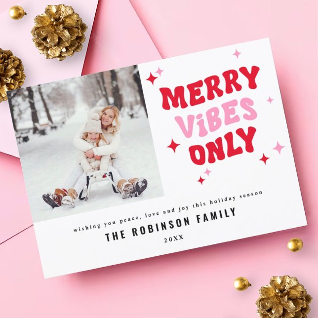 Cartes Pour Fêtes Annuelles Vibes de plaisance uniquement | Photo de Noël mode (Créateur téléchargé)