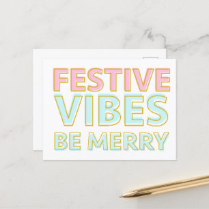Cartes Pour Fêtes Annuelles Vibes Festives Colorées Modernes Be Merry Postcard