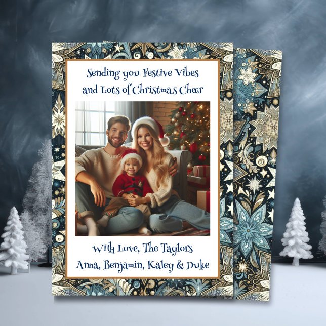 Cartes Pour Fêtes Annuelles Vibes festives et Noël Cheer Family Photo (Créateur téléchargé)