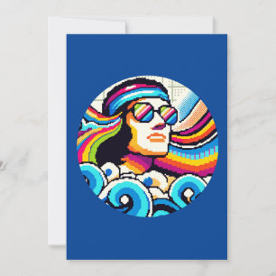 Cartes Pour Fêtes Annuelles Vibes rétro - les années 70 Pixel Art Super pour H
