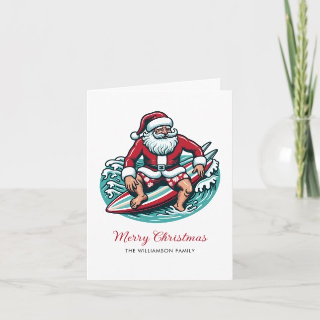 Cartes Pour Fêtes Annuelles Vibes tropicales de Père Noël (Devant)