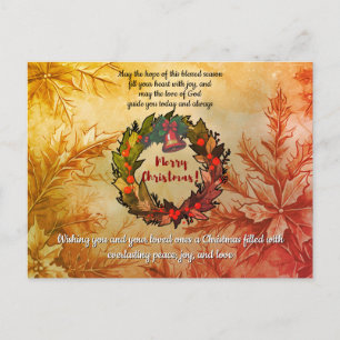 Cartes Pour Fêtes Annuelles Vibrant Noël Espoir, joie et amour Bible Verse