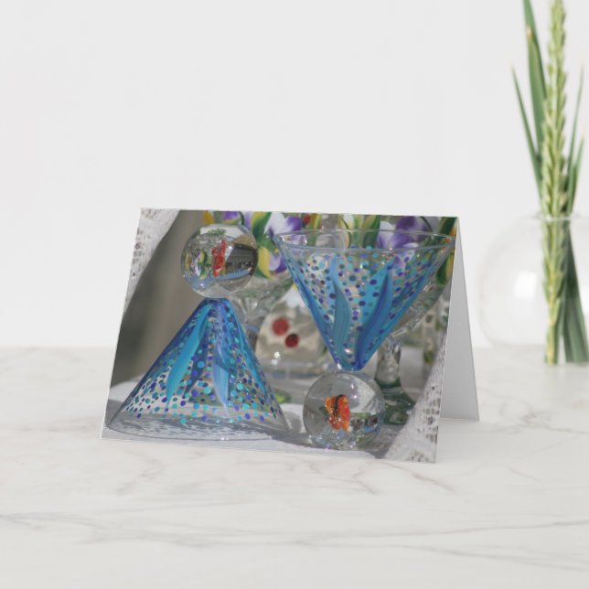 Cartes Pour Fêtes Annuelles Vibrant Vase verre verre (Devant)