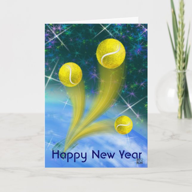 Cartes Pour Fêtes Annuelles Victoire de Tennis Bonne fête du Nouvel An (Devant)