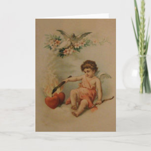 Cartes Pour Fêtes Annuelles Victorian Burning Hearts Valentine's Day Note Card
