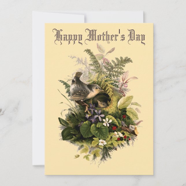 Cartes Pour Fêtes Annuelles Victorian Era Wren's Nest & Flowers Mother's Day (Devant)