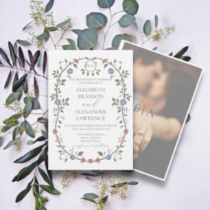 Cartes Pour Fêtes Annuelles Victorian Garden Dusty Blue Photographie Invitatio