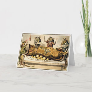 Cartes Pour Fêtes Annuelles Victorian Mice Mating a Cat Christmas Card