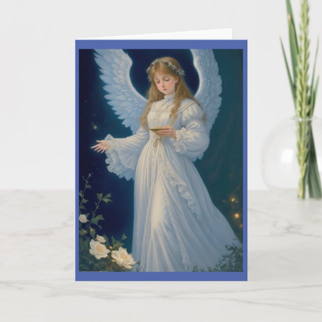Cartes Pour Fêtes Annuelles Victorian Vintage Retro Christmas Angel (Devant)