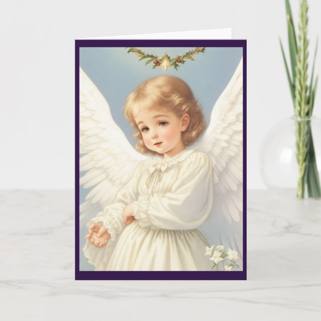 Cartes Pour Fêtes Annuelles Victorian Vintage Retro Christmas Angel (Devant)